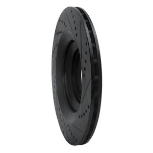 Audi A6 Quattro Brake Rotor (1) - Rear Left - R1 Concepts - Drilled & Slotted - Black - `05-`11